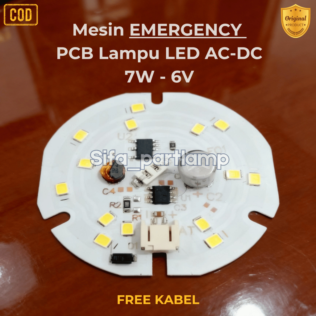 [7W-18W/AC-DC] Mesin PCB Emergency Lampu LED AC-DC 7 Watt D-54mm Sparepart Bulb