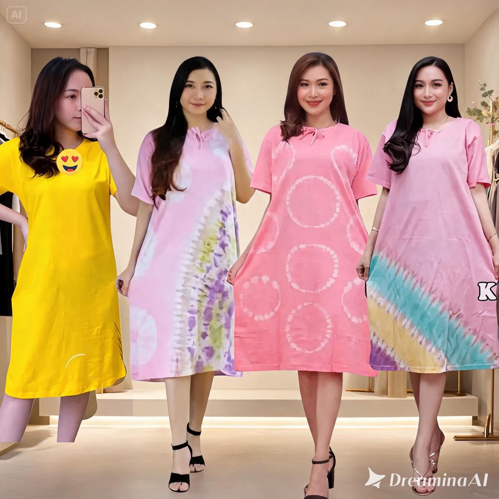 Daster kaos Batik pelangi Murah Daster Kaos wanita perempuan Dewasa