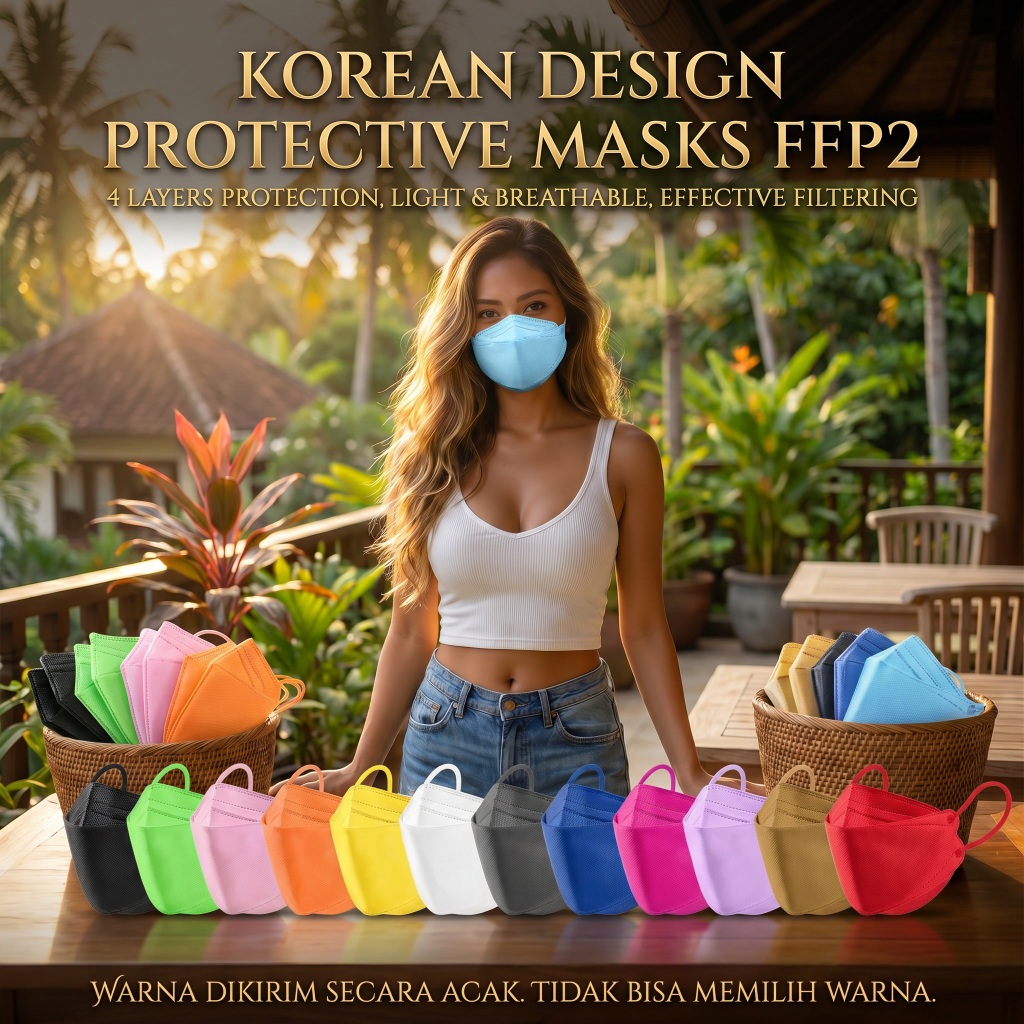 10 PCS Masker KF94 Dewasa Warna 4ply Layer Disposable Adult Earloop Korea Protective 3D Face Mask