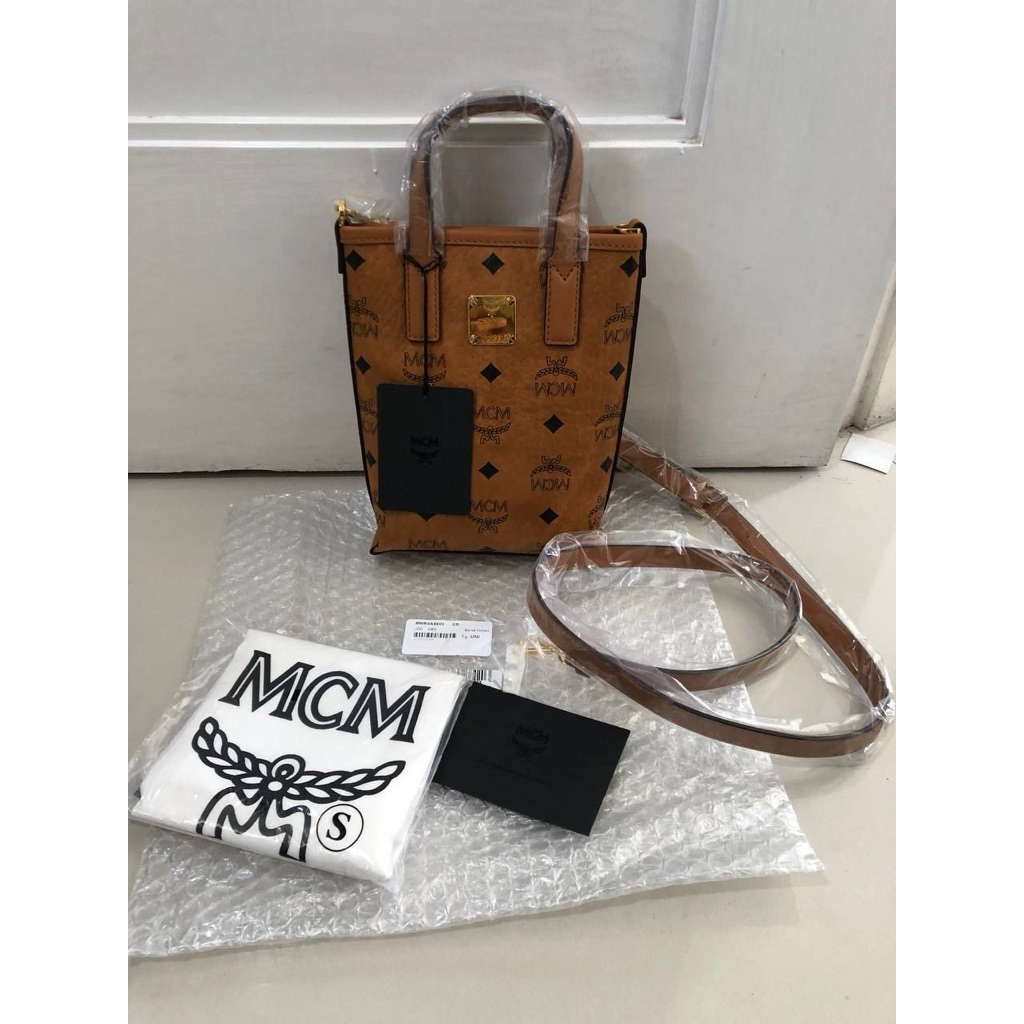 MCM ORI Mini Essential Crossbody Bag in Cognac Preloved