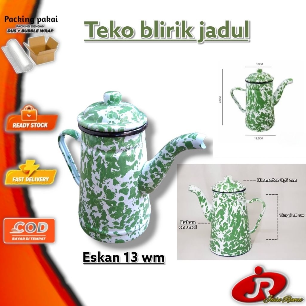 Teko Blirik Jadul ESKAN 13 WM 1500ml | Teko Enamel Tebal Motif Klasik | teko mug blirik jadul | Teko