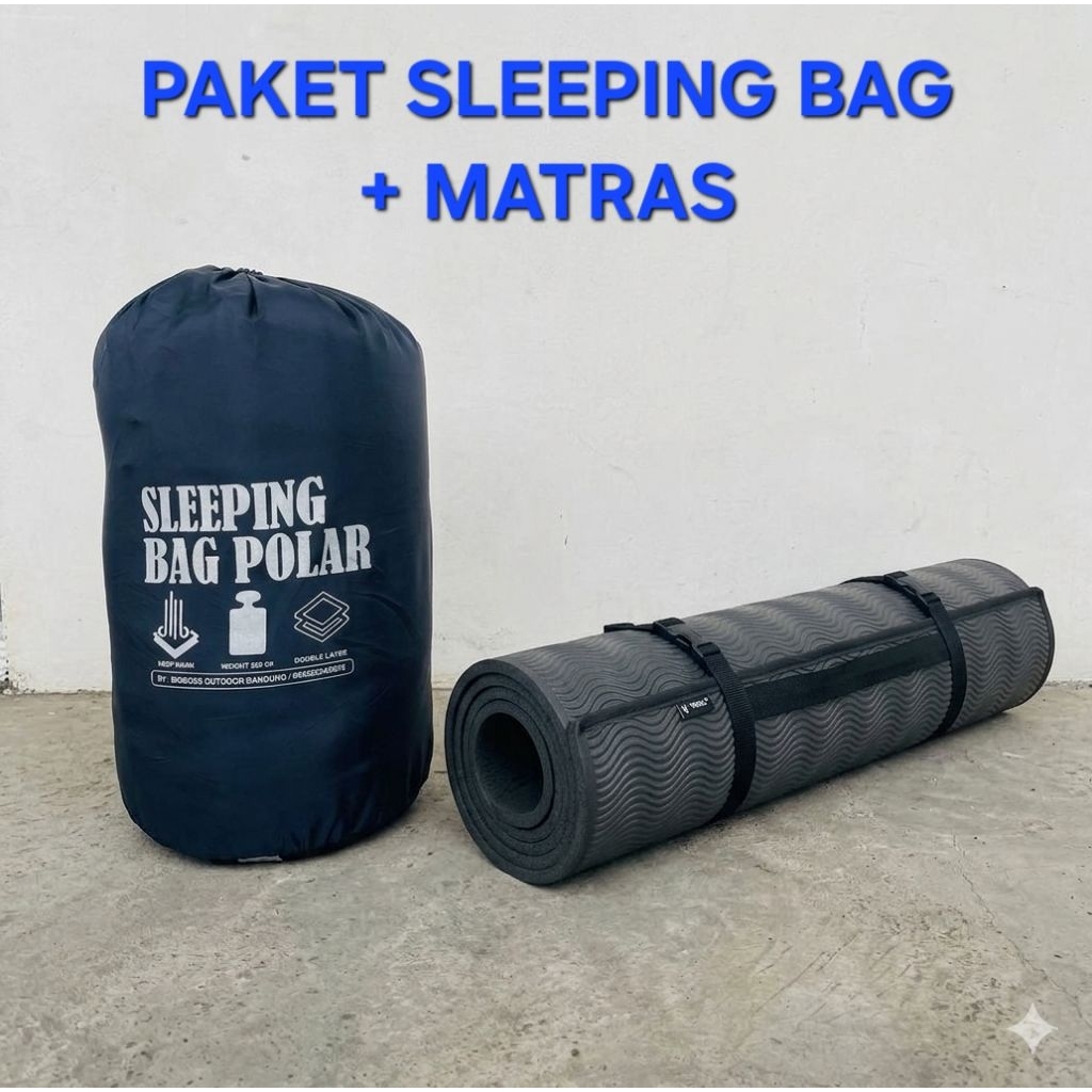 Paket Sleeping Bag Matras Hemat, Sleeping Bag Camping + Matras Camping, Polar Bulu Tebal