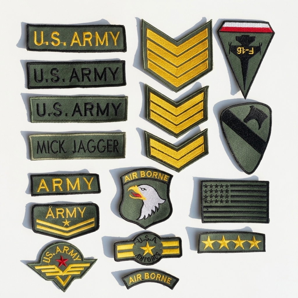 Patch emblem bordir army kemeja tempelan jahit name tag iron patch musik motor premium