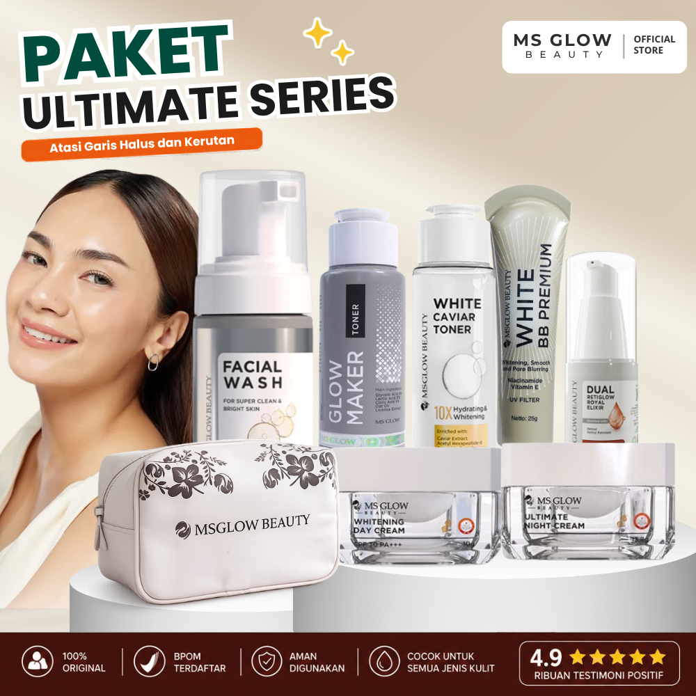 MS Glow Beauty Paket Ultimate Skincare 1 Set Lengkap Anti Aging dan Penuaan Dini Kerutan Garis Halus