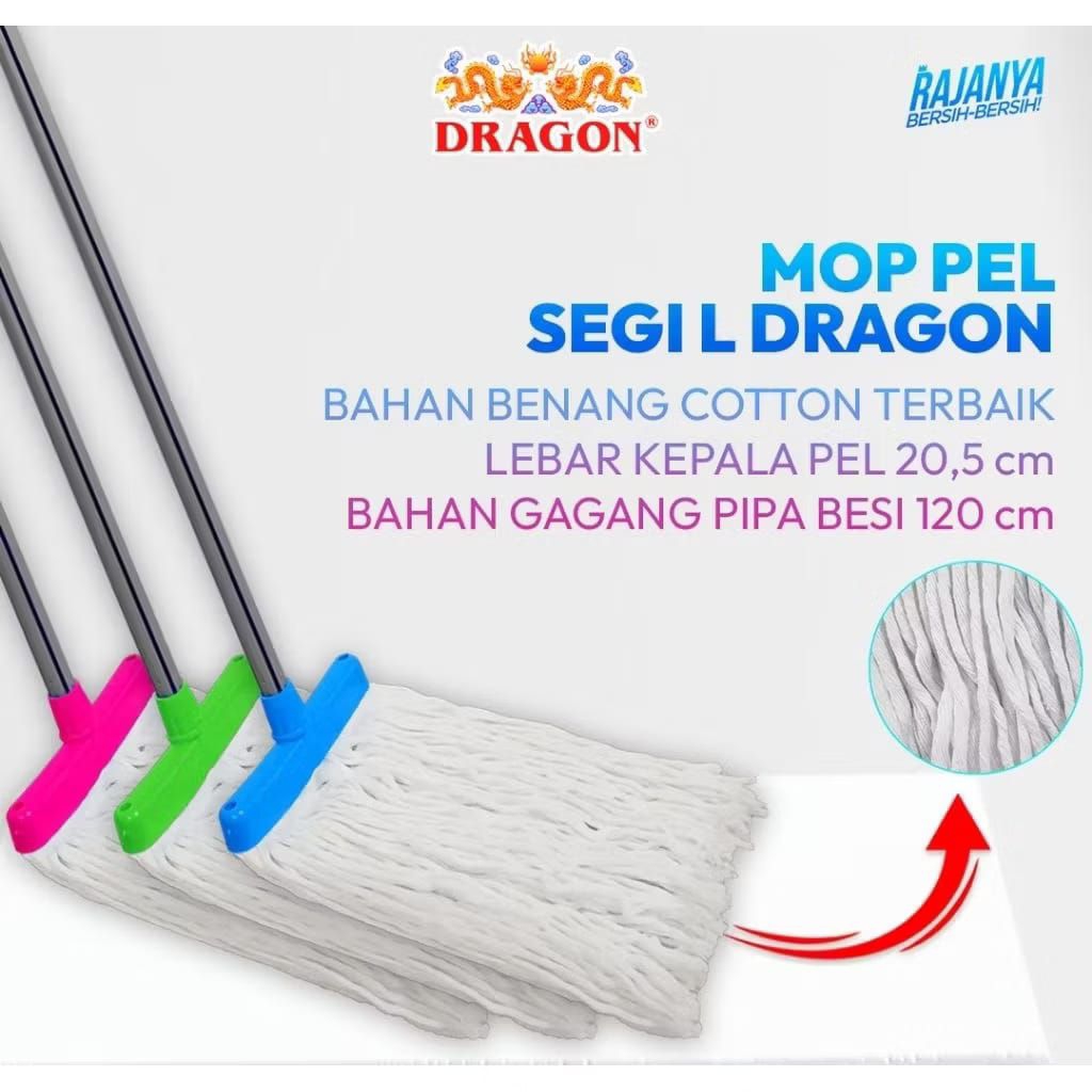 Pel Lantai Sumbu Dragon Serap Air - Gagang Panjang Kokoh | Alat Pel Rumah