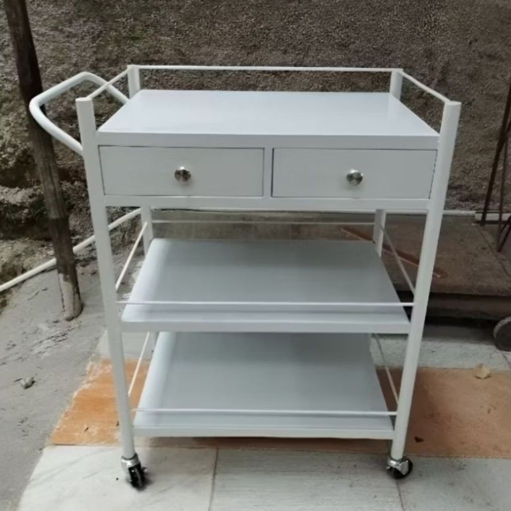 Troli 3 susun besi | Troli 3 susun 2 laci besi