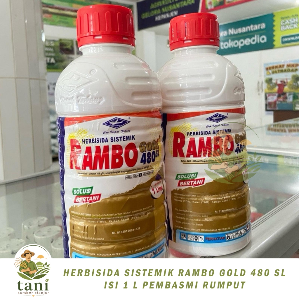 HERBISIDA SISTEMIK RAMBO GOLD 480 SL ISI 1 L PEMBASMI RUMPUT