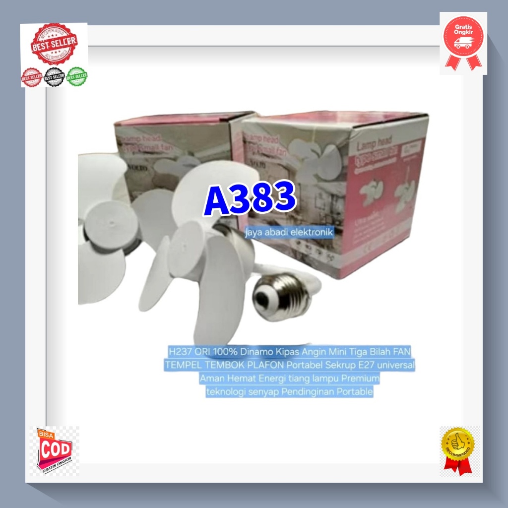 A383 H2371 KIPAS teknologi senyap Pendinginan Portable ORI 100% Dinamo Kipas Angin Mini Tiga Bilah F