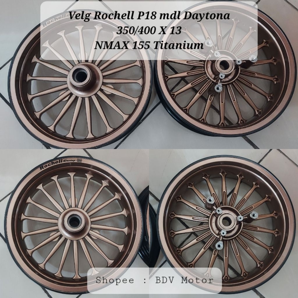 Velg Rochell P18 mdl Daytona 350/400 X 13 NMAX 155 Titanium (Velg Racing/ Bintang NMAX 155 Ring 13)