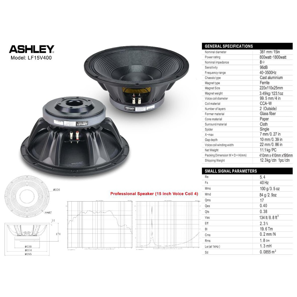 SPEAKER ASHLEY LF15V400 LF 15V400 LF15 V400 ORIGINAL RESMI ASHLEY