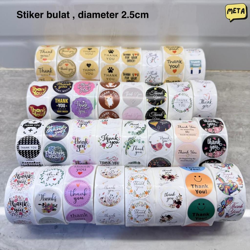 STK1-STIKER 2.5CM 1ROLL 500LEMBAR / STIKER THANK YOU / STIKER BULAT THANK YOU / STIKER BULAT 2.5CM