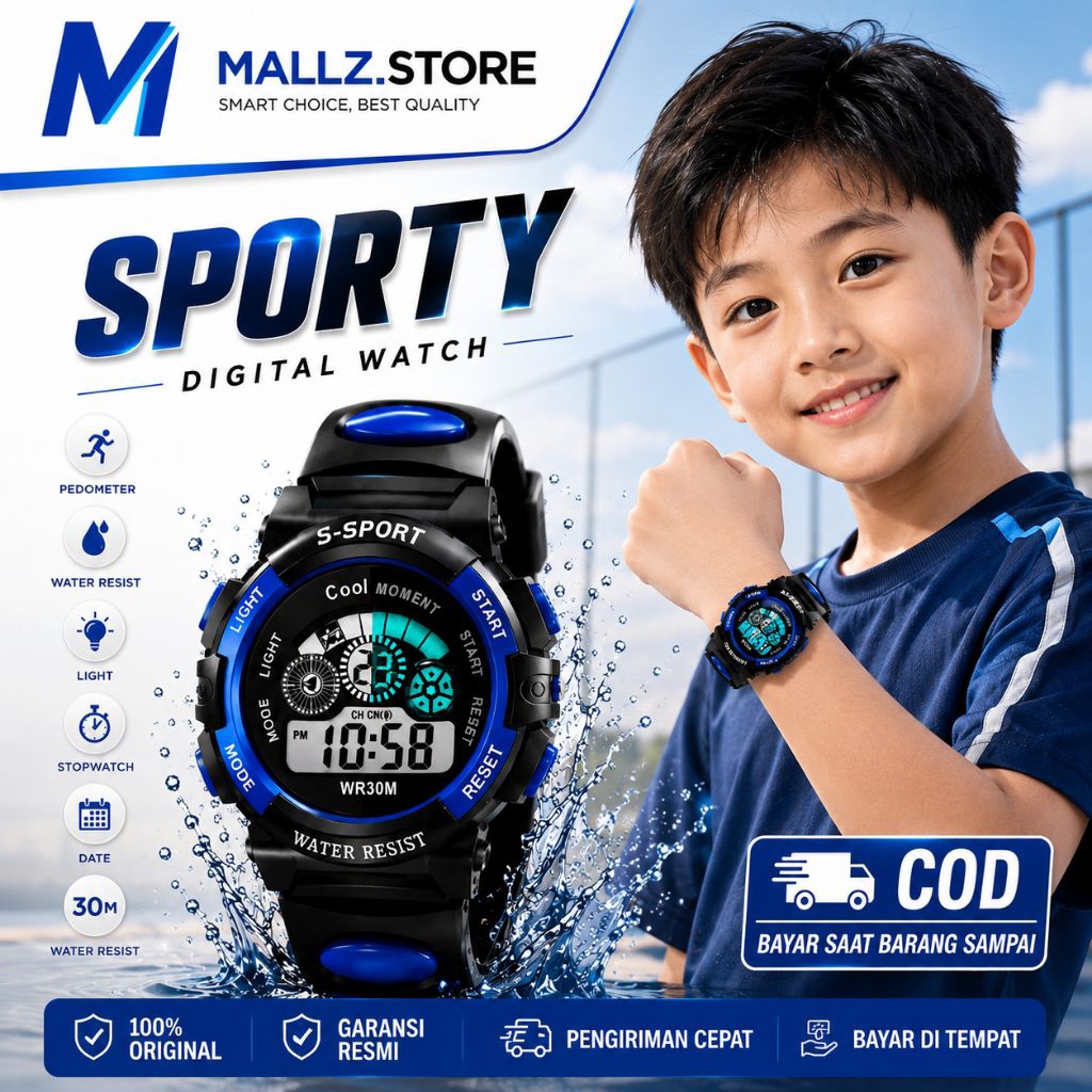Jam Tangan Anak Terlaris Waterproof LED Digital Nyala Keren
