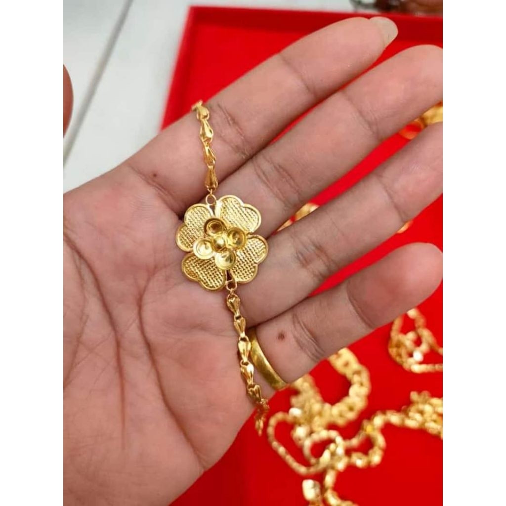 gelang padi mawar perak lapis mas