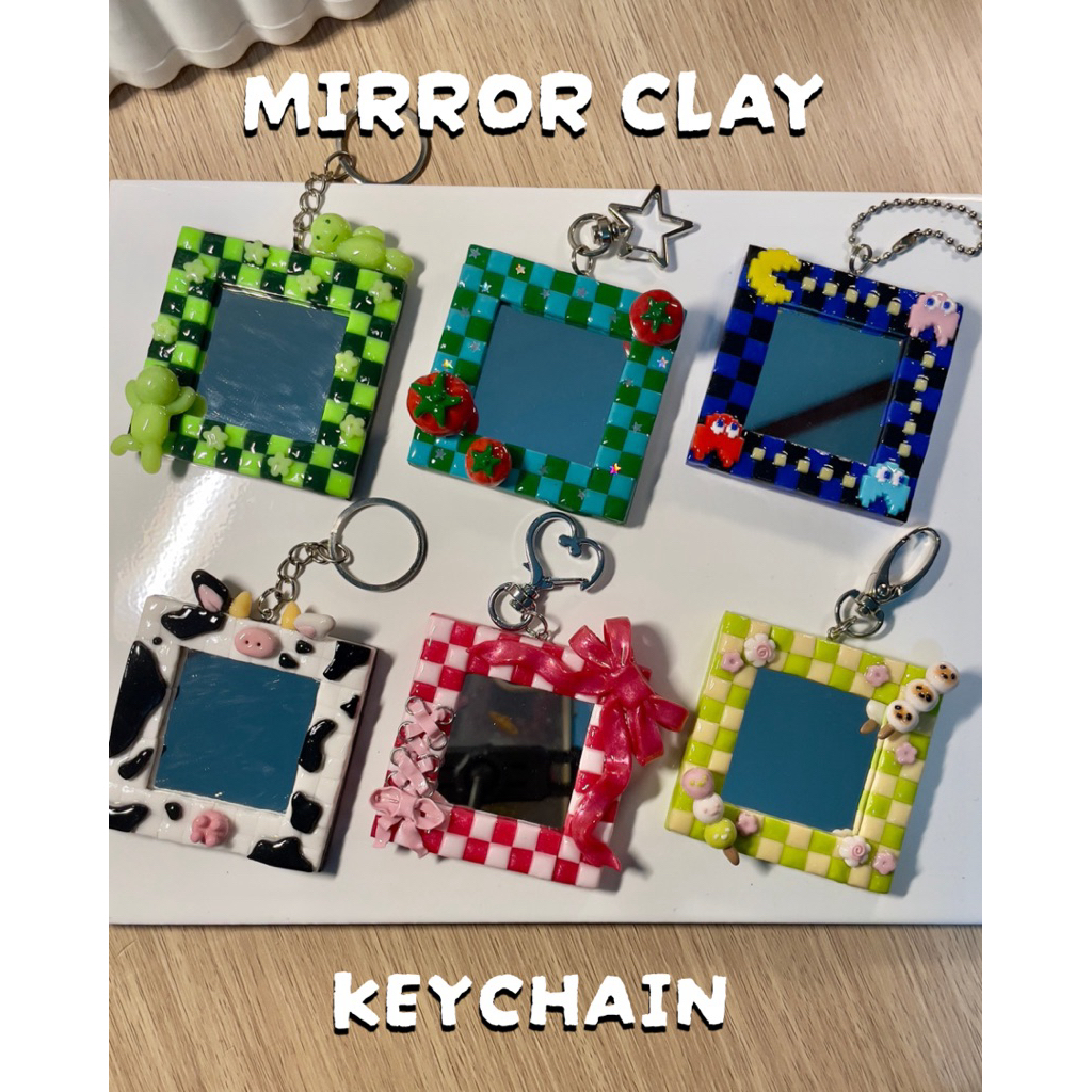 Mirror Clay Keychain Style 2 | Bag Charm | Gantungan Kunci Lucu | Kaca Aesthetic