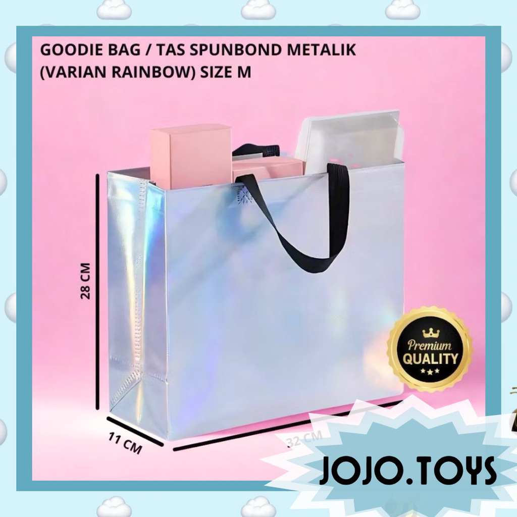 goodies bag rainbow 32x11x28cm tas spunbond tahan lama awet bahan bagus - tas hampers kado ultah nat
