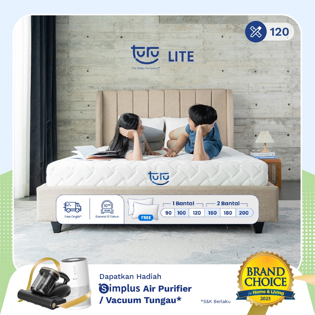 Turu - Kasur Base Support Foam TURU LITE ukuran 120x200 (Double Size) Free Bantal
