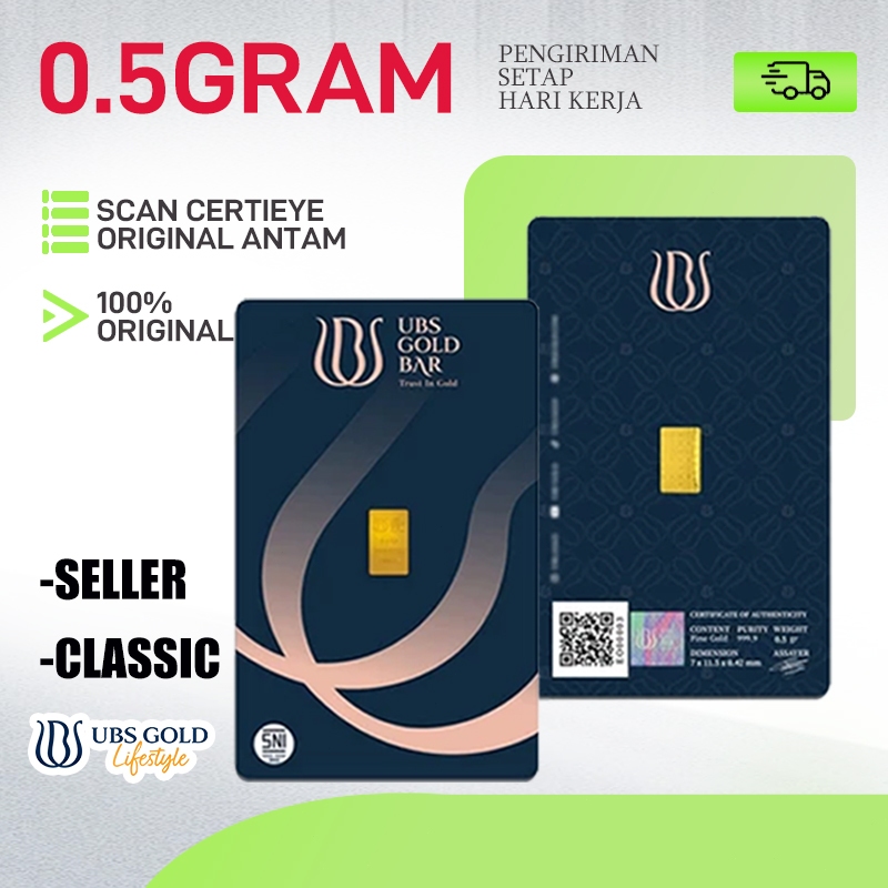 Emas Batangan UBS 0.5 Gram Logam Mulia 99,99%
