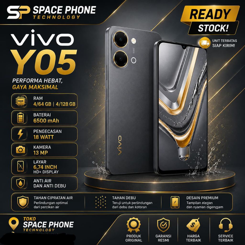 Vivo Y05 HP vivo terbaru 2026 RAM 4/64 & 4/128 Bergaransi Resmi