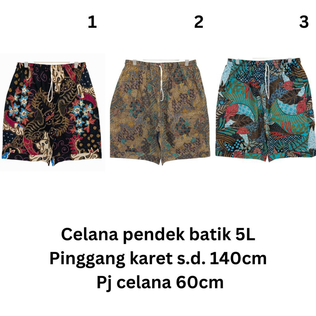 celana pendek batik pria JUMBO 5L bahan katun