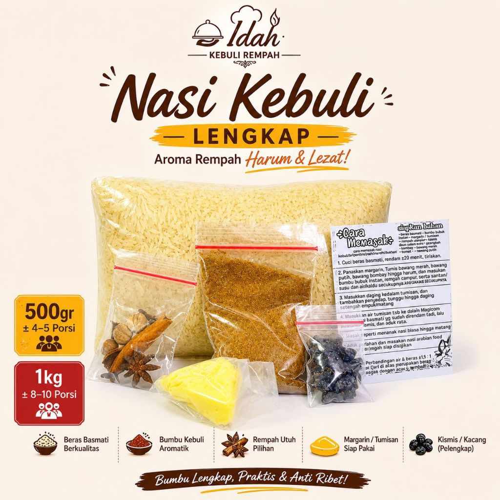 Nasi kebuli 500gr lengkap bumbu briyani instan