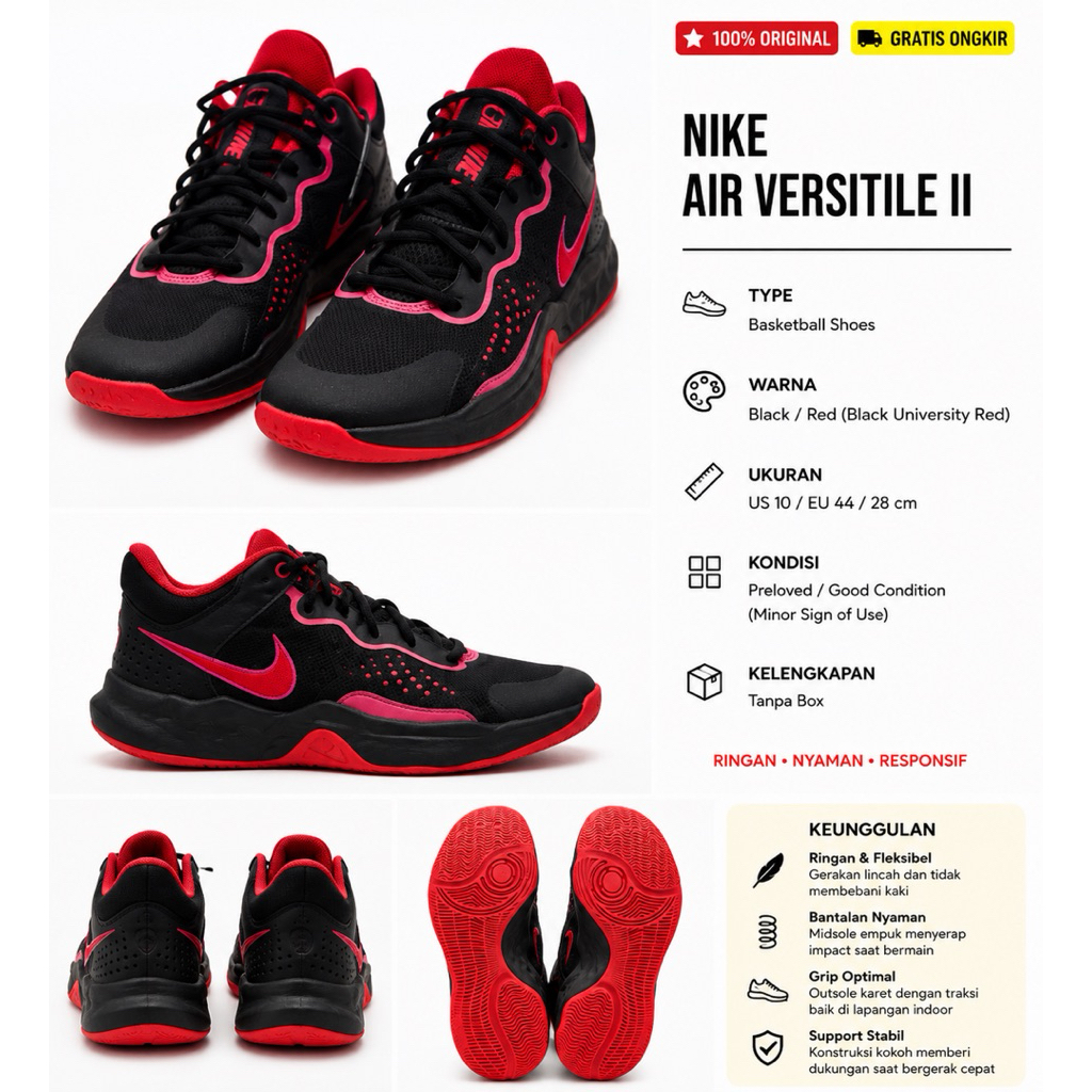 Nike Air Versitile II (black red)