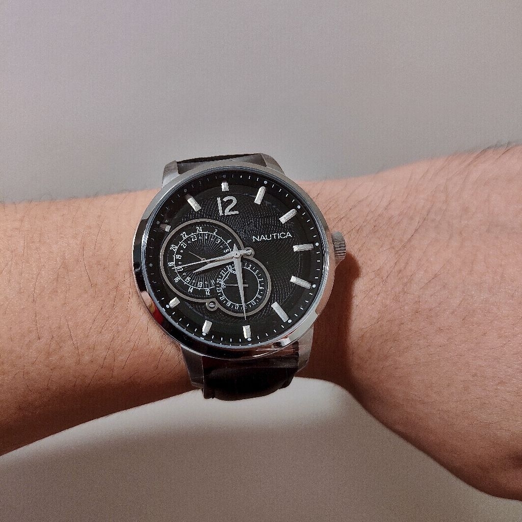 Nautica A15047G Black Leather Strap watches for Men
