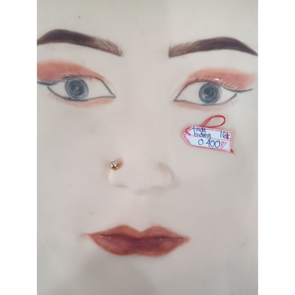 AT527N530N Tindik hidung permata simple emas kuning asli berat 0.400 kadar 16k 70%