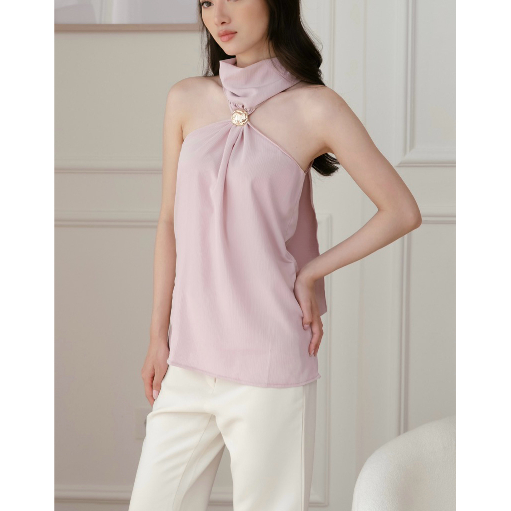 Danica Top — celeste de label | Halter Top | Sheer Buckle Top