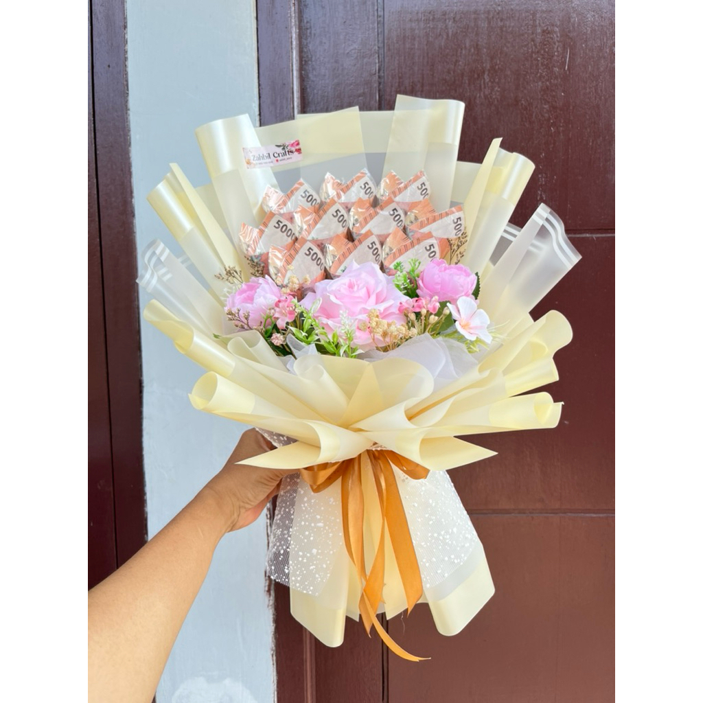 Bucket uang pecahan 5k Money bouquet bunga artificial
