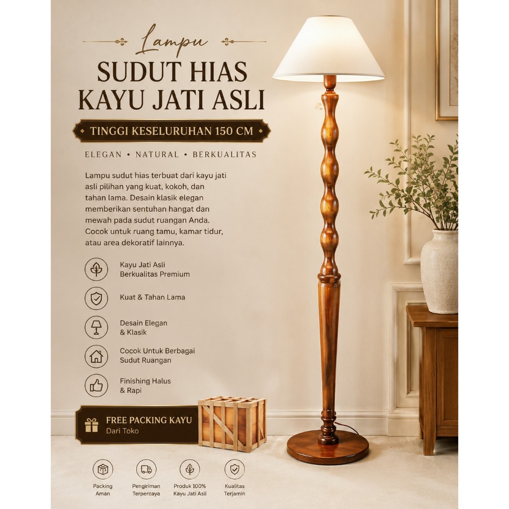 lampu sudut lampu hias kamar kayu jati asli