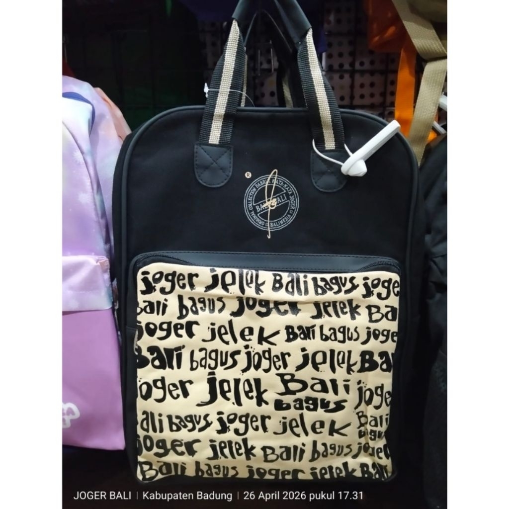 (100% ORIGINAL JOGER BALI) Tas Ransel Backpack Canvas Khas Bali / Tas Sekolah & Kuliah Unik