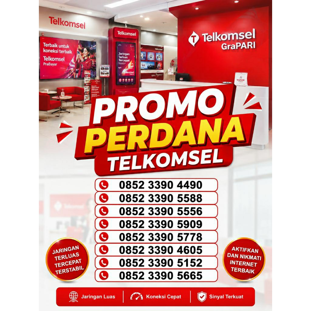 PROMO PERDANA TELKOMSEL SIMPATI NOMOR PILIHAN ABCD 3390 4490 5556 5588 5778 5665 4605 5152 5909