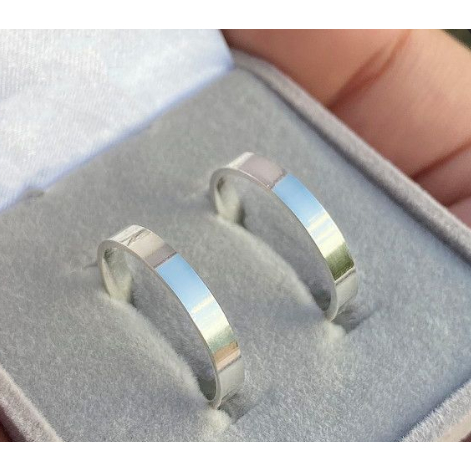 deffansilver Cincin Kawin Tunangan Couple Palladium Asli - Cincin Pria Wanita Halal Tanpa Emas
