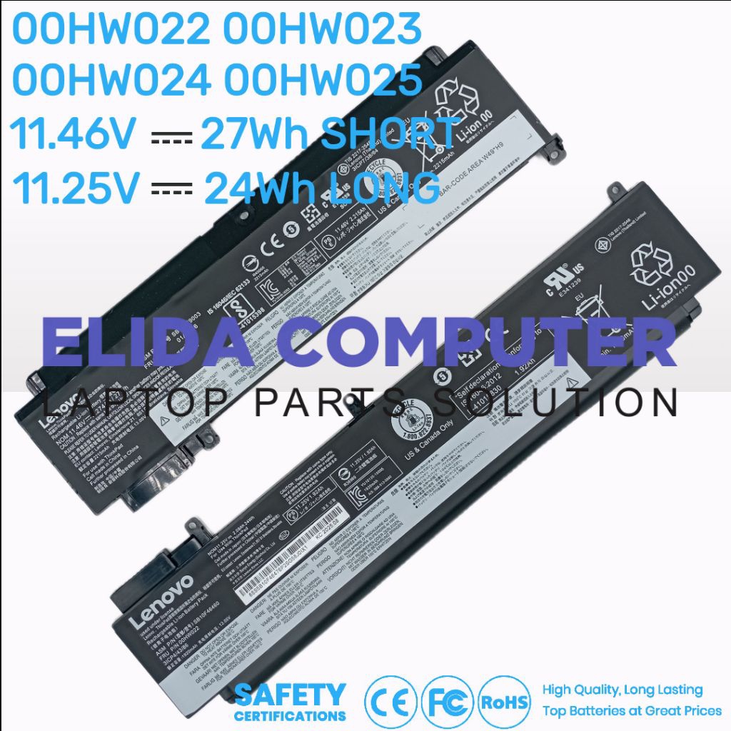 Baterai Laptop Lenovoo 00HW025 00HW024 01AV406 01AV405 00HW022 00HW023 00HW036 00HW037