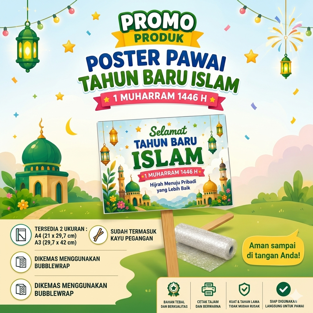 POSTER PAWAI / KIRAB SELAMAT tahun baru islam / 1 muharram 2026  TERMASUK PEGANGAN