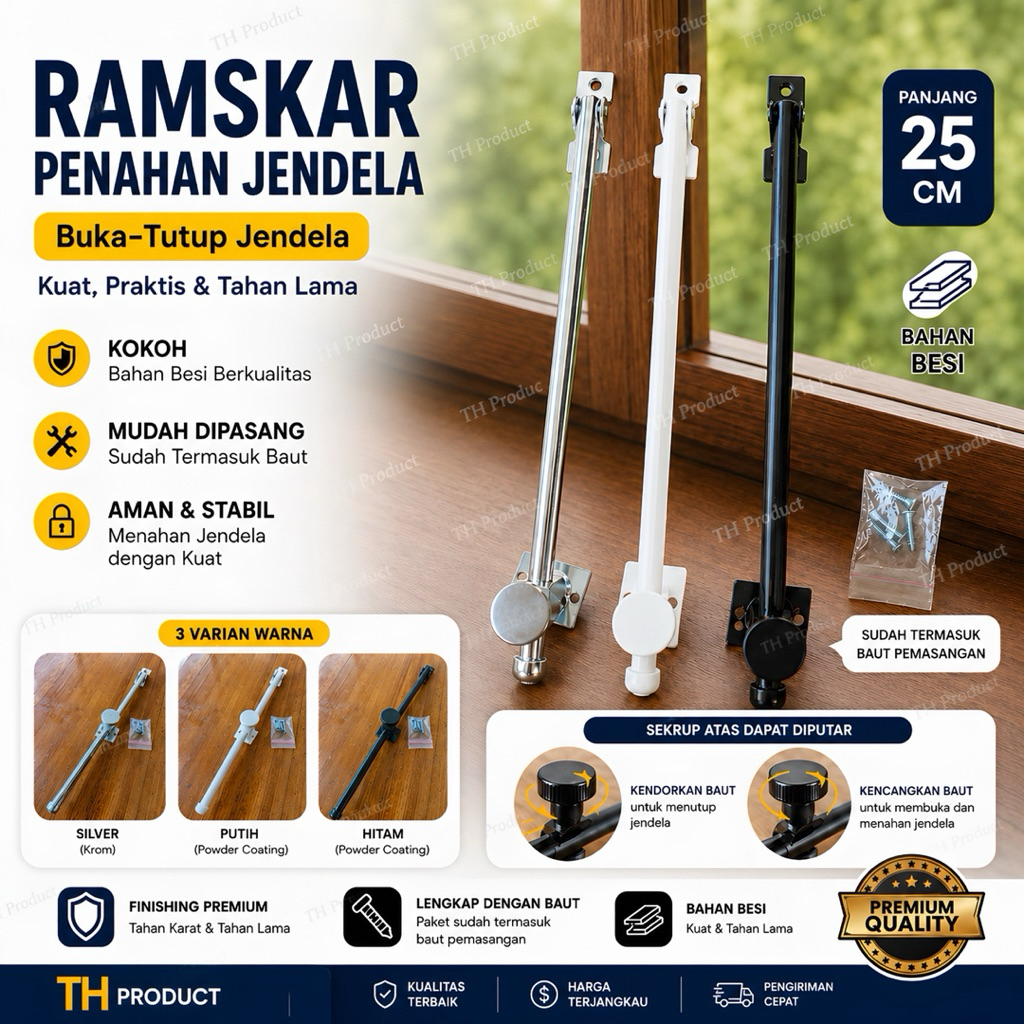 PROMO Lamskar Ramskar Penahan Jendela Panjang 25cm
