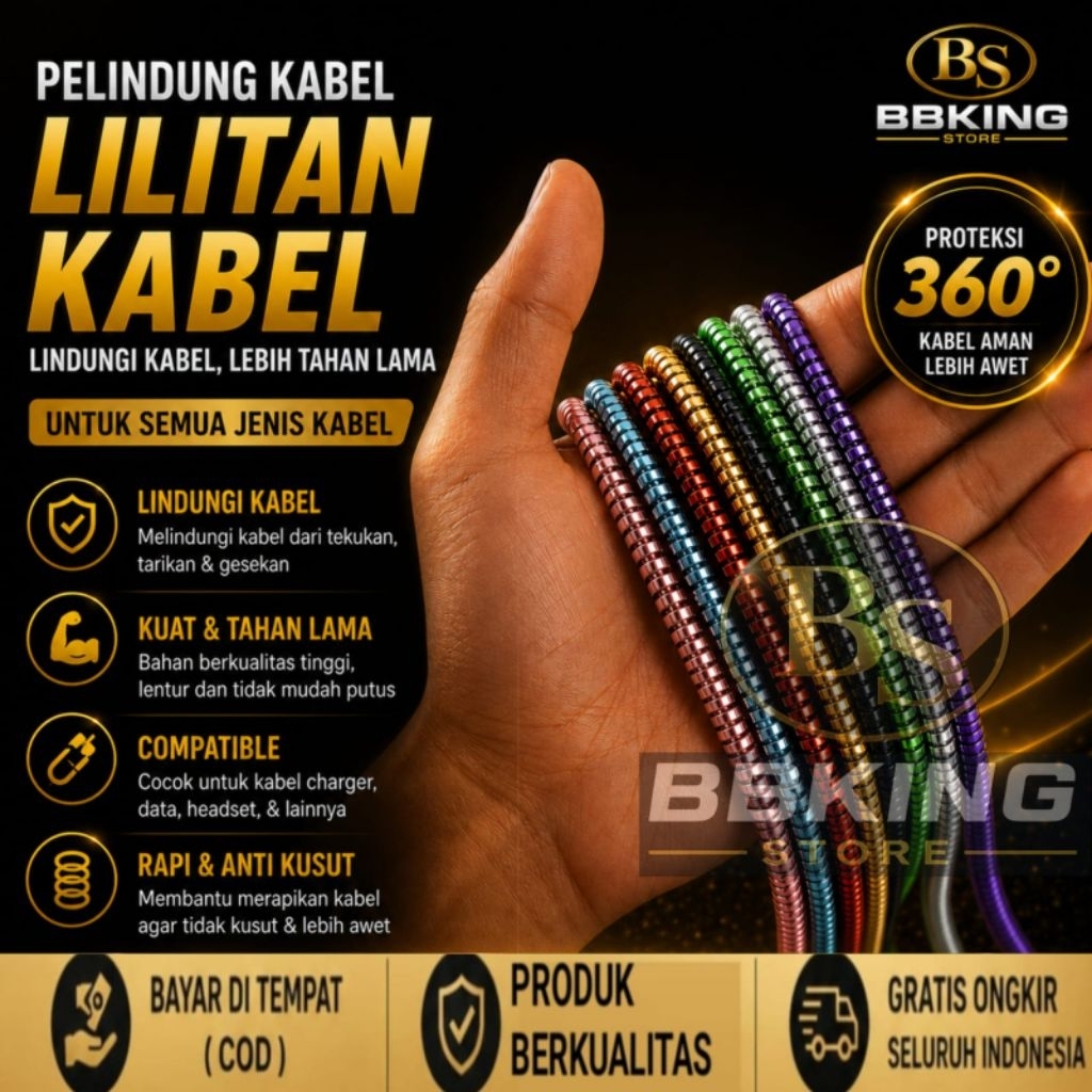 Pelindung Kabel Lilitan Kabel Spiral Anti Kusut Pelindung Charger Kabel Data Headset Universal Premi
