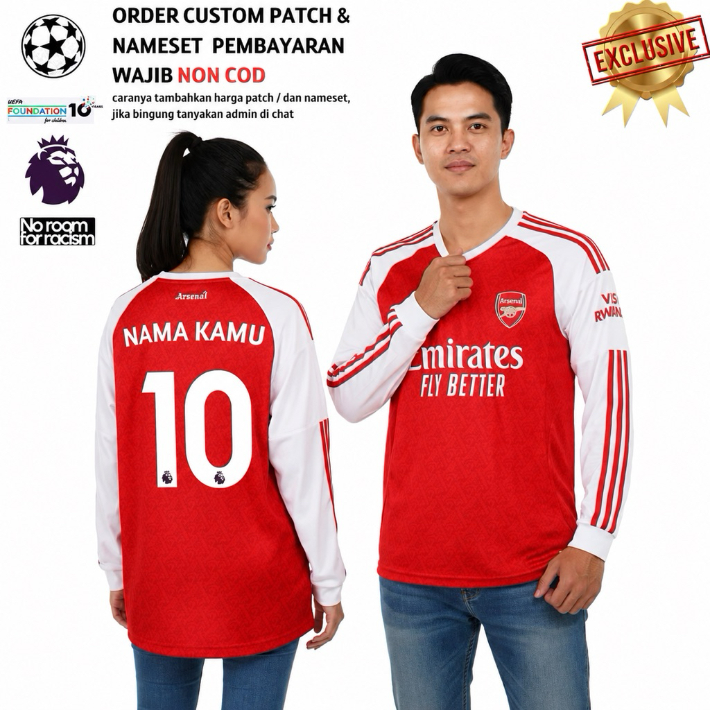 Jersey Arsenal Home Longsleeve 2025 2026 Grade Original - Jersey Arsenal Lengan Panjang High Quality