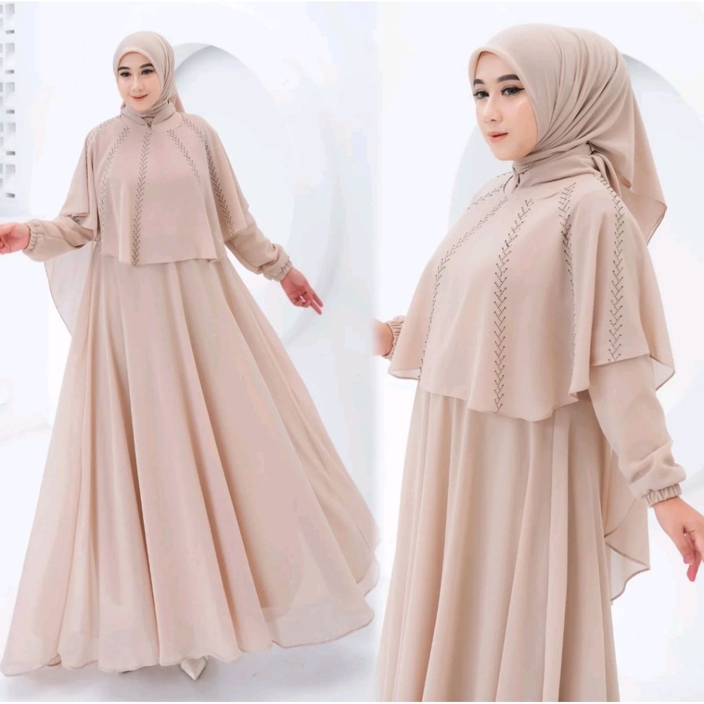 Gamis Syari Wanita Raudhah Ceruty Babydoll Premium Nyaman Dipakai