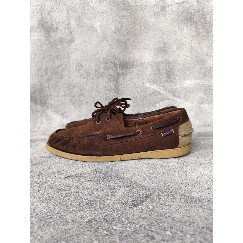 SEPATU LOAFER SEBAGO DOCKSIDES PORTLAND SUEDE BROWN SECOND ORIGINAL LIKE NEW
