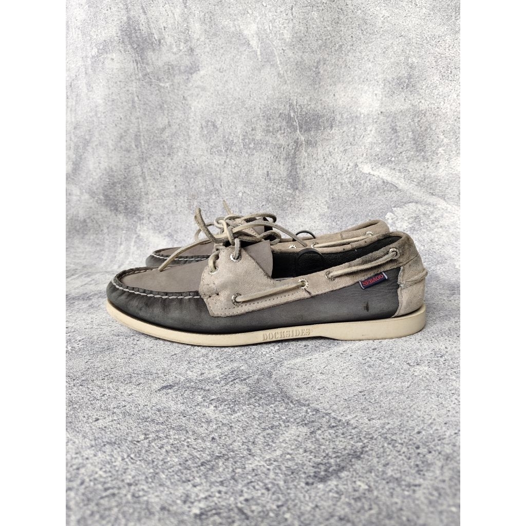 SEPATU LOAFER SEBAGO DOCKSIDES PORTLAND NUBUCK SUEDE DKGREY SECOND ORIGINAL LIKE NEW