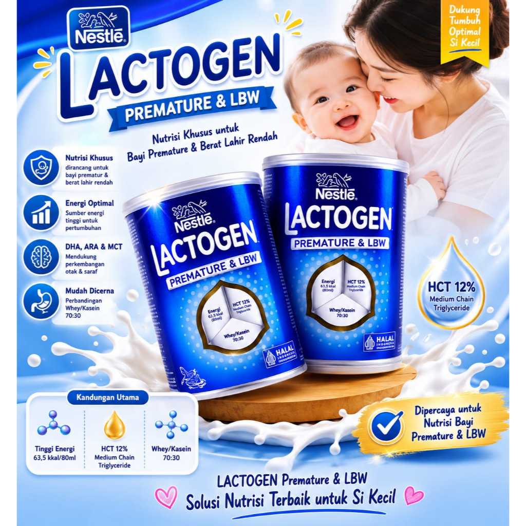 Nestle Lactogen Premature & LBW Susu Formula Bayi Khusus Prematur Dan Berat Lahir Rendah