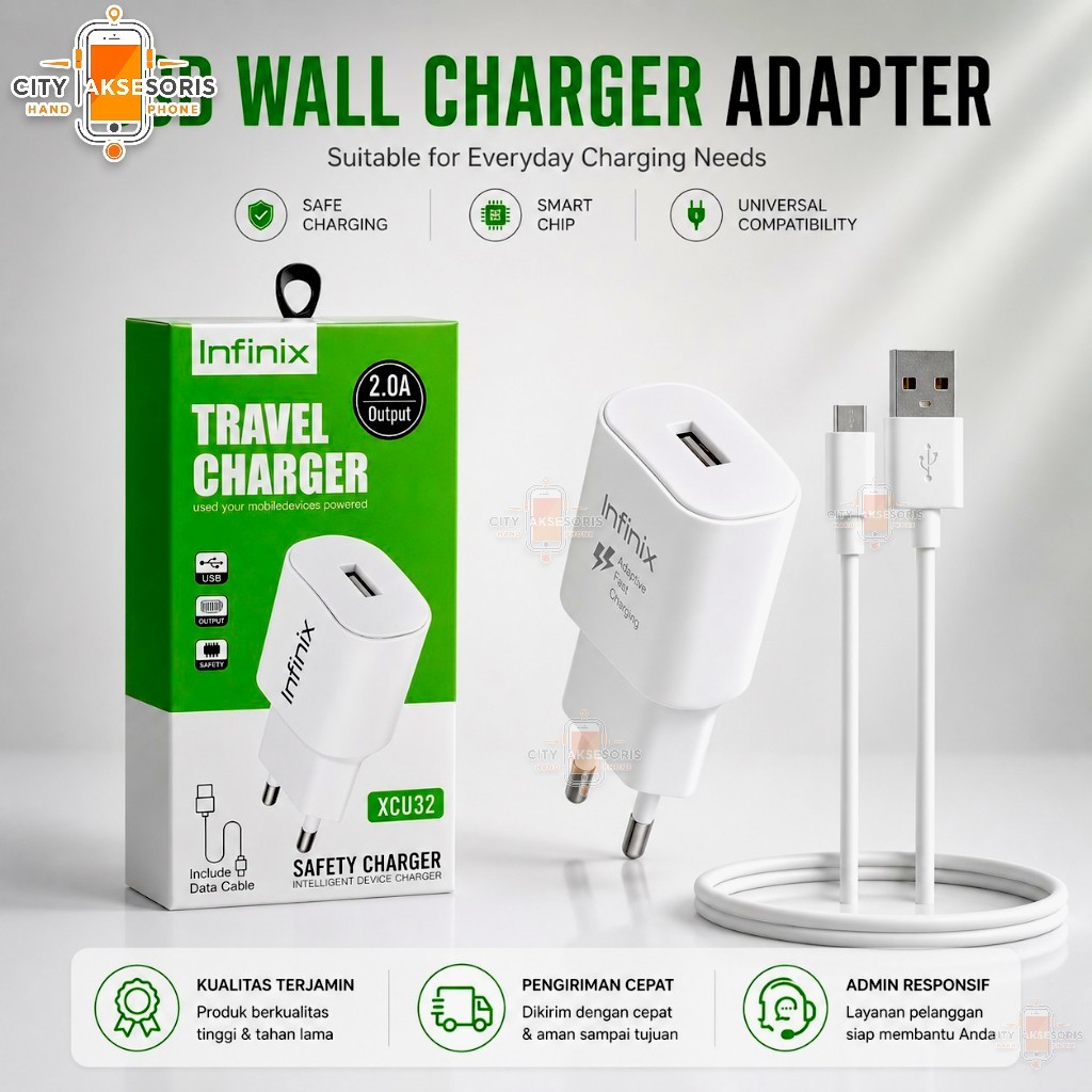 XCU32 TYPE-C Travel Charger Infinix dan Micro USB Support Hot 9 Hot 10 Casan HP Infinix Kompatibel A