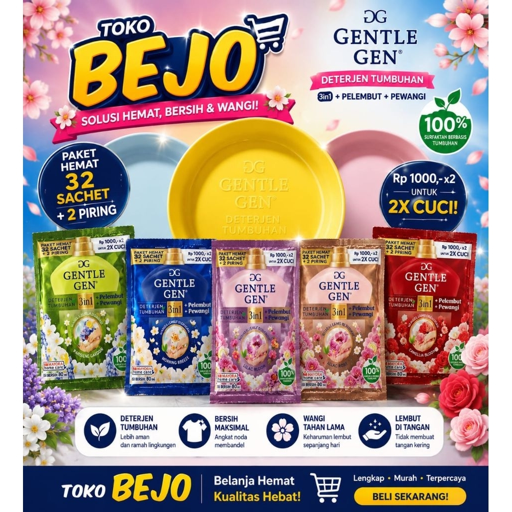 PAKET 32sachet + 2 piring GENTLE GEN || PAKET HEMAT GENTLE GEN GRATIS PIRING