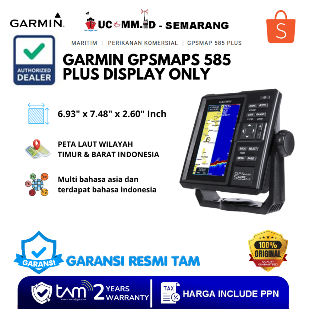 Garmin Gpsmap 585 Plus Display Unit Only With GPS Internal GPSMap Monitor Navigasi Kapal Garmin 585P