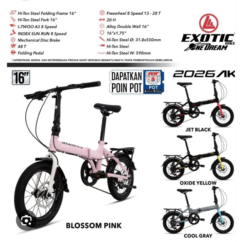 Sepeda Lipat 16 Exotic 2026 Ak
