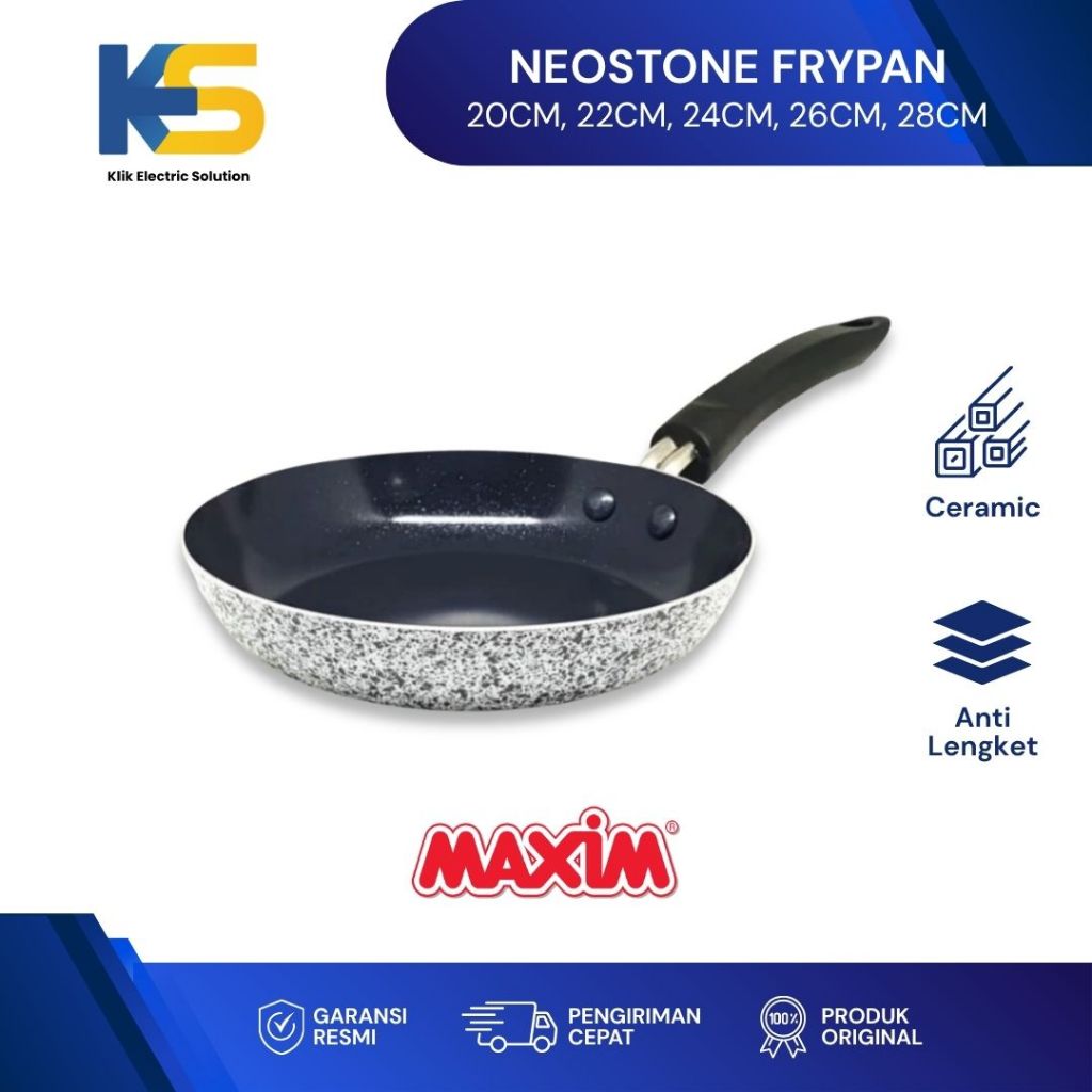 K.E.S - Maxim Neostone Frypan 20cm/22cm/24cm/26cm/28cm // Teflon Penggoreng Makanan Ceramic Maxim An