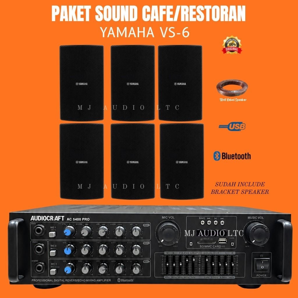 Paket Speaker YAMAHA VS-6 (6 titik) & Amplifier AC-5400 Bluetooth