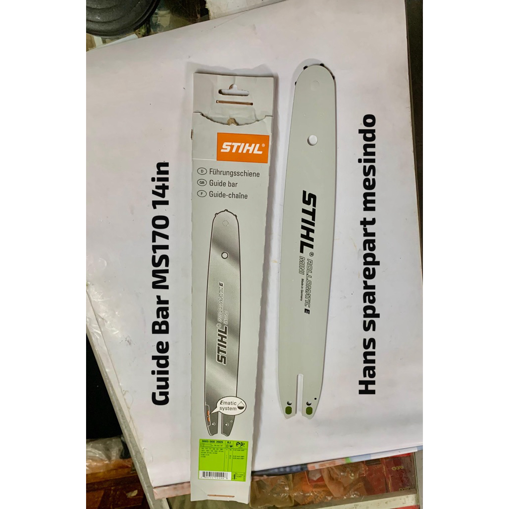 STIHL Guide Bar MS170 14inc Original Gergaji Kayu Stihl 3005 000 3909  Mesin Gergaji Kayu Stihl