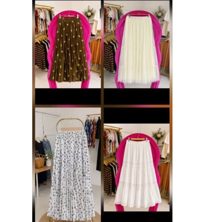 Rok Panjang Wanita Korean Style Viral Tiktok Aesthetic Flowly Premium